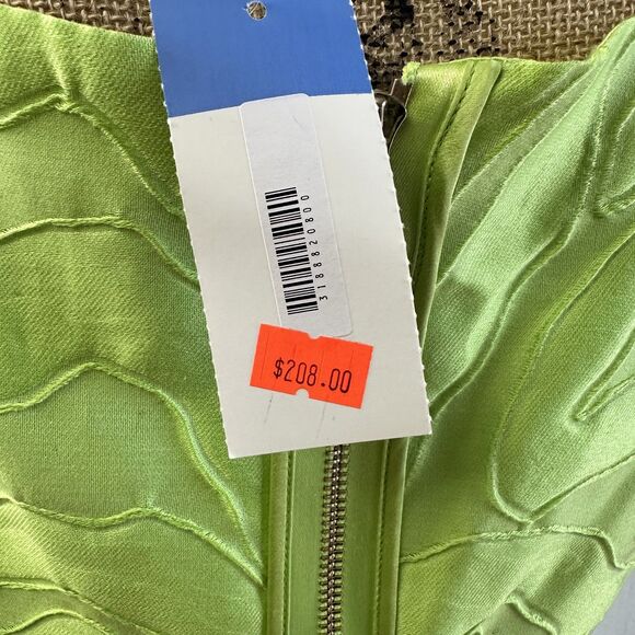 Per Se Lime Green Silk Cotton Textured Sleeveless Bodycon Knee-Length Dress Sz 4 - Picture 10 of 16